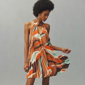 Anthropologie | Hutch Halter Pleated Swing
Mini Dress | Size: Small| Color:Brown